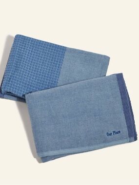 Our Place Dual Tectured Double Kitchen Dish Towels New in Blue Salt Color
